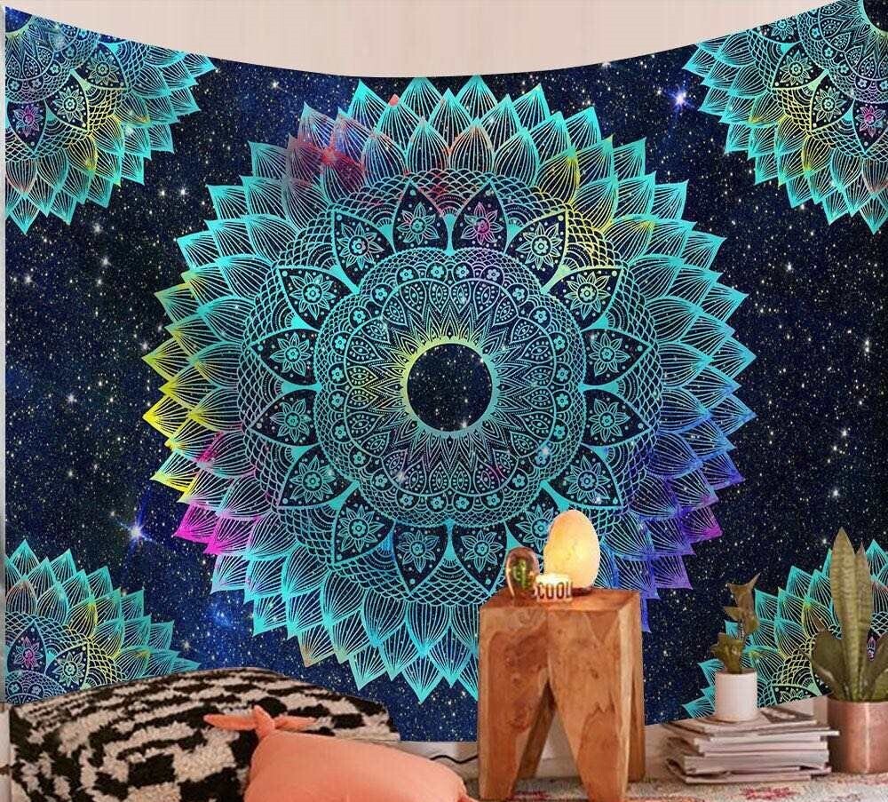 Mandala Wandtuch/Wandteppich: Space Flower Mandala