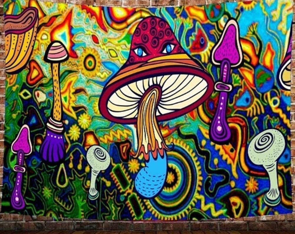 Mushroom Wandtuch/Wandteppich: Trippy Pilze
