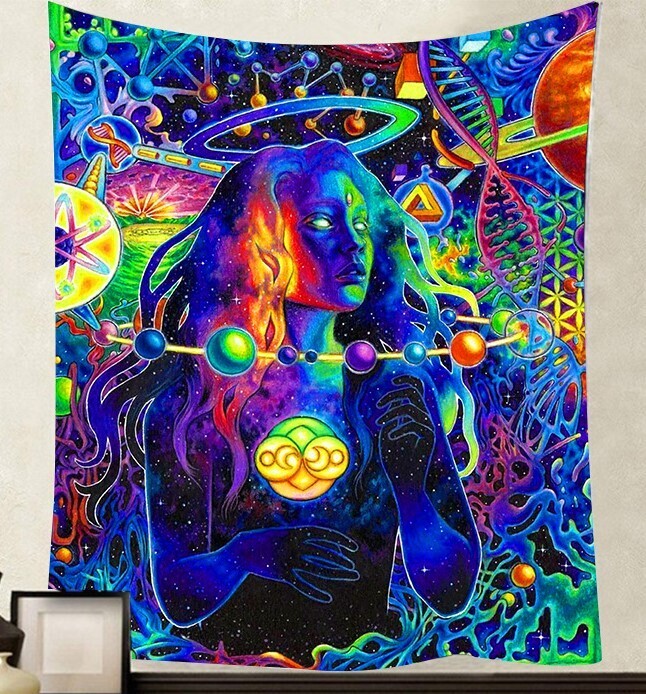 Psychedelisches Wandtuch/Wandteppich: Space Girl