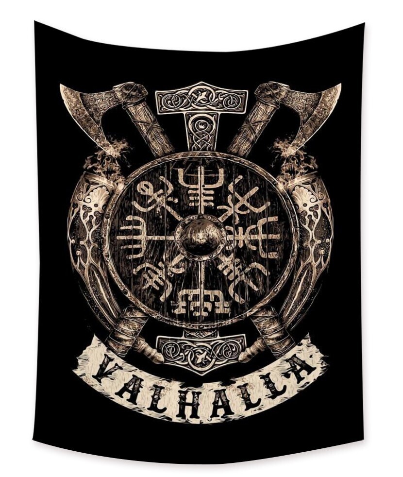 Viking Wandtuch/Wandteppich: Nordic Emblem Valhalla
