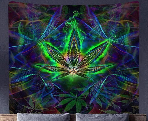 Trippy Wandtuch/Wandteppich: Glühendes Blatt