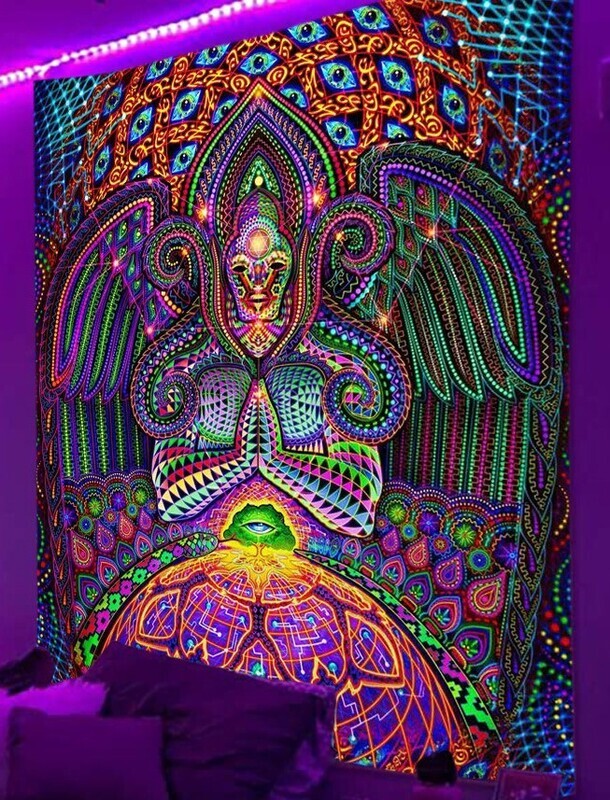 UV-Licht aktives Wandtuch/Wandteppich: Psychadelic Realm (Schwarzlicht aktiv)