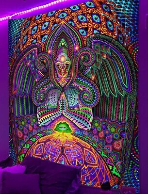 UV-Licht aktives Wandtuch/Wandteppich: Psychadelic Realm (Schwarzlicht aktiv)