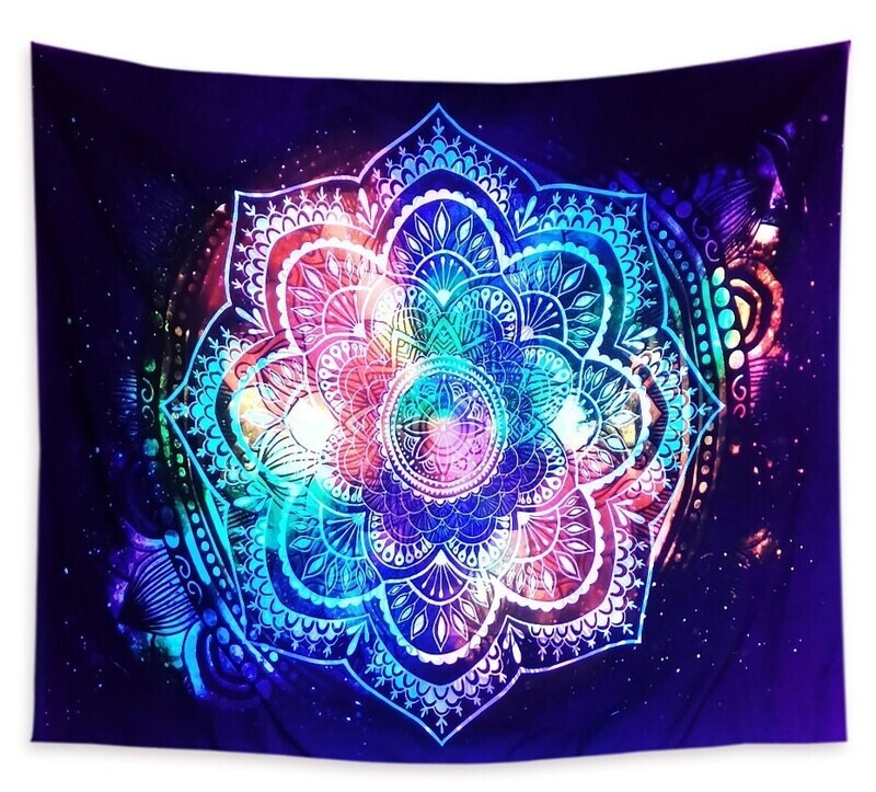 UV-Licht aktives Wandtuch/Wandteppich: Bunte Blüte (Schwarzlicht aktiv)