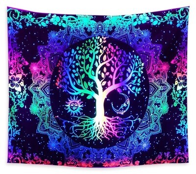UV-Licht aktives Wandtuch/Wandteppich: Baum des Lebens (Schwarzlicht aktiv)