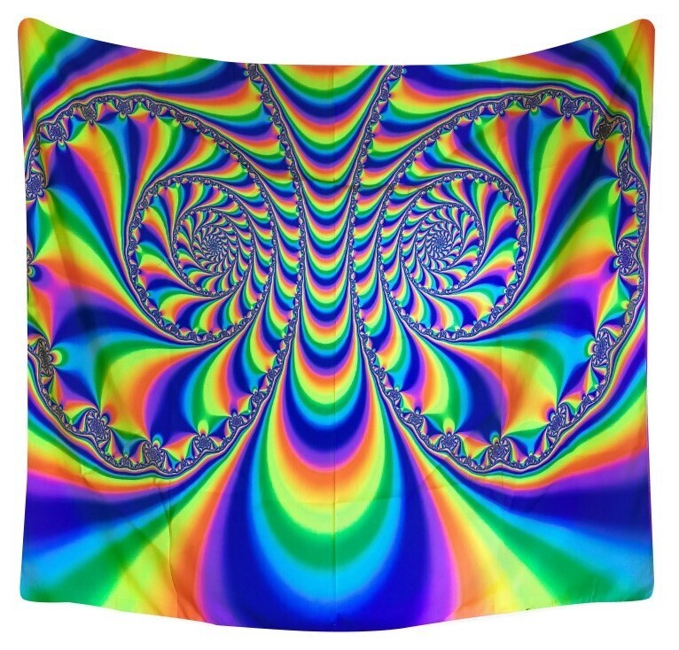 UV-Licht aktives Wandtuch/Wandteppich: Fraktale Hypnose (Schwarzlicht aktiv)