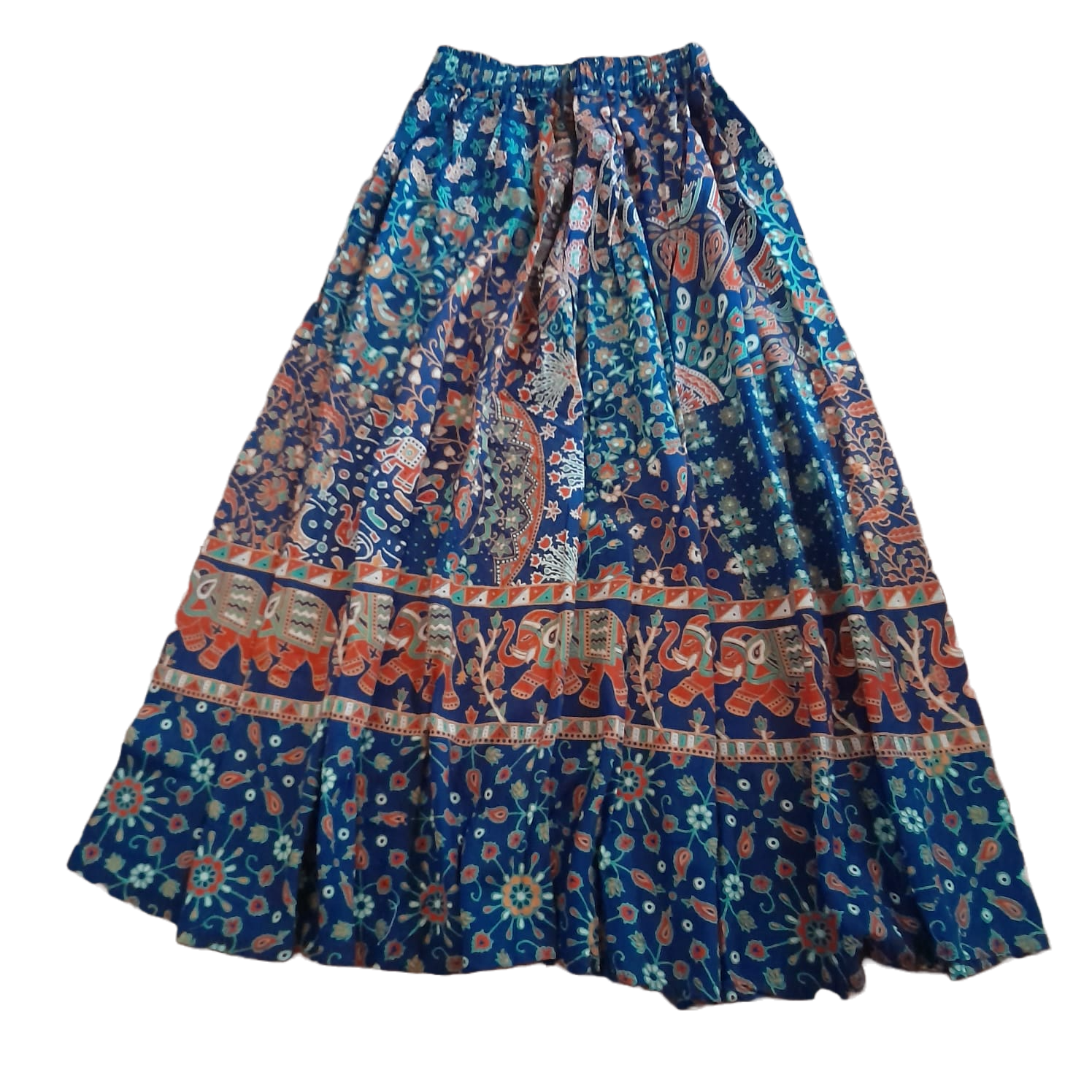 Langer indischer Rock (Blaue-Orange, Dunkel)
