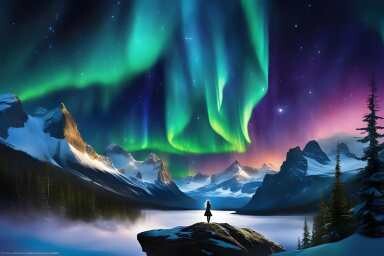 Landschafts Wandtuch/Wandteppich: Polarlichter