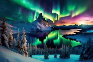 Landschafts Wandtuch/Wandteppich: Northern Lights