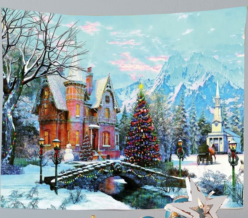 Weihnachts Wandtuch/Wandteppich: Weihnachtsdorf