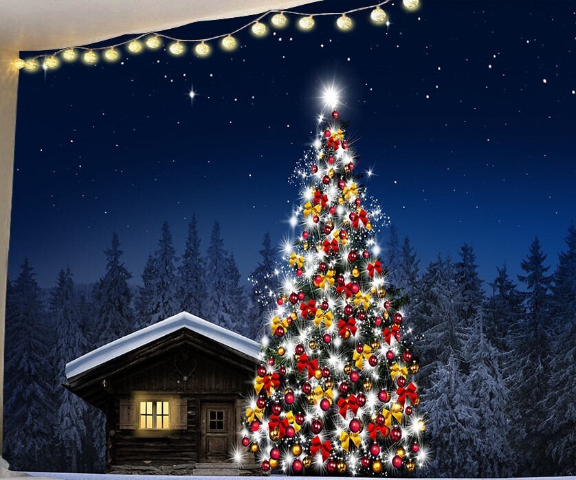 Weihnachts Wandtuch/Wandteppich: Weihnachtshütte