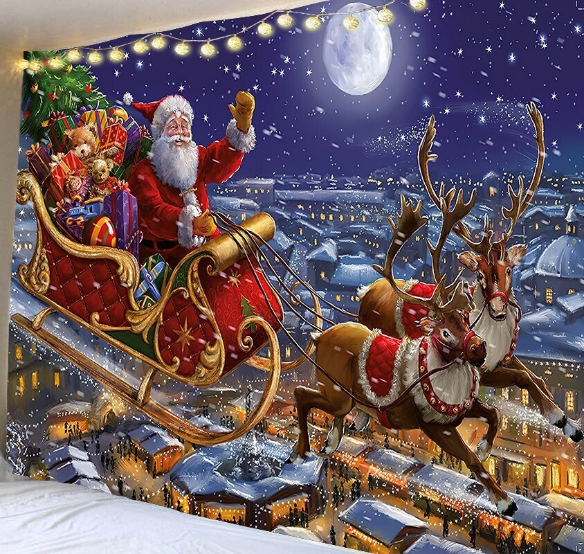 Weihnachts Wandtuch/Wandteppich: Weihnachtsschlitten