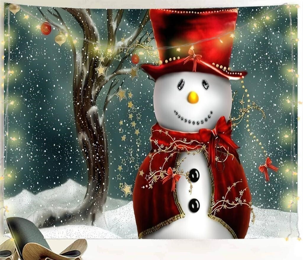 Weihnachts Wandtuch/Wandteppich: Weihnachtsschneemann