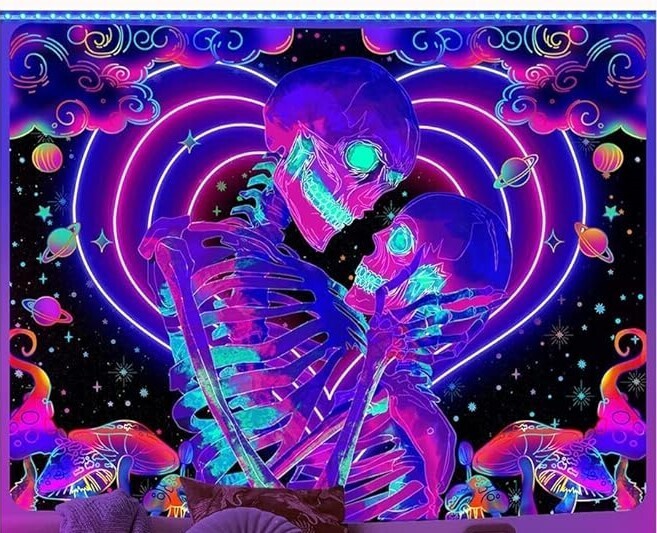 UV-Licht aktives Wandtuch/Wandteppich: Afterlove (Schwarzlicht aktiv)