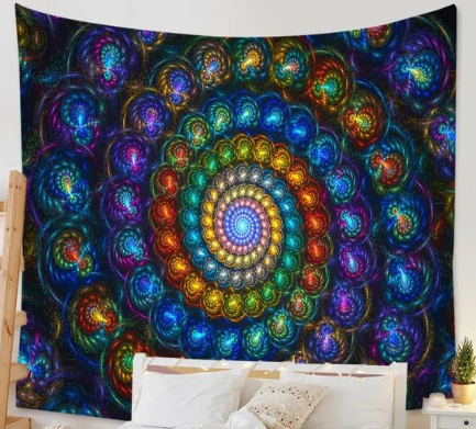 UV-Licht aktives Wandtuch/Wandteppich: Trippy Spirale (Schwarzlicht aktiv)