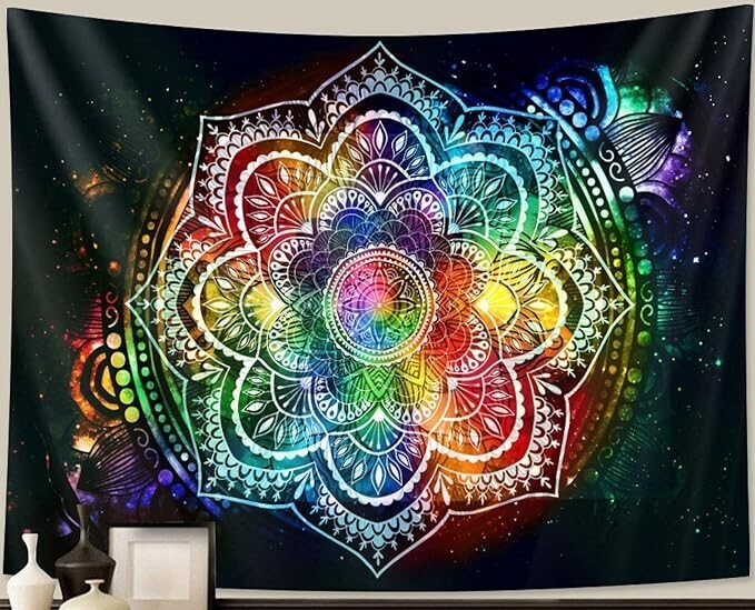 UV-Licht aktives Wandtuch/Wandteppich: LSD Flower (Schwarzlicht aktiv)