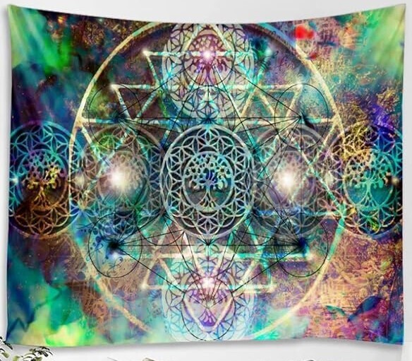 UV-Licht aktives Wandtuch/Wandteppich: Atmospheric Mandala (Schwarzlicht aktiv)
