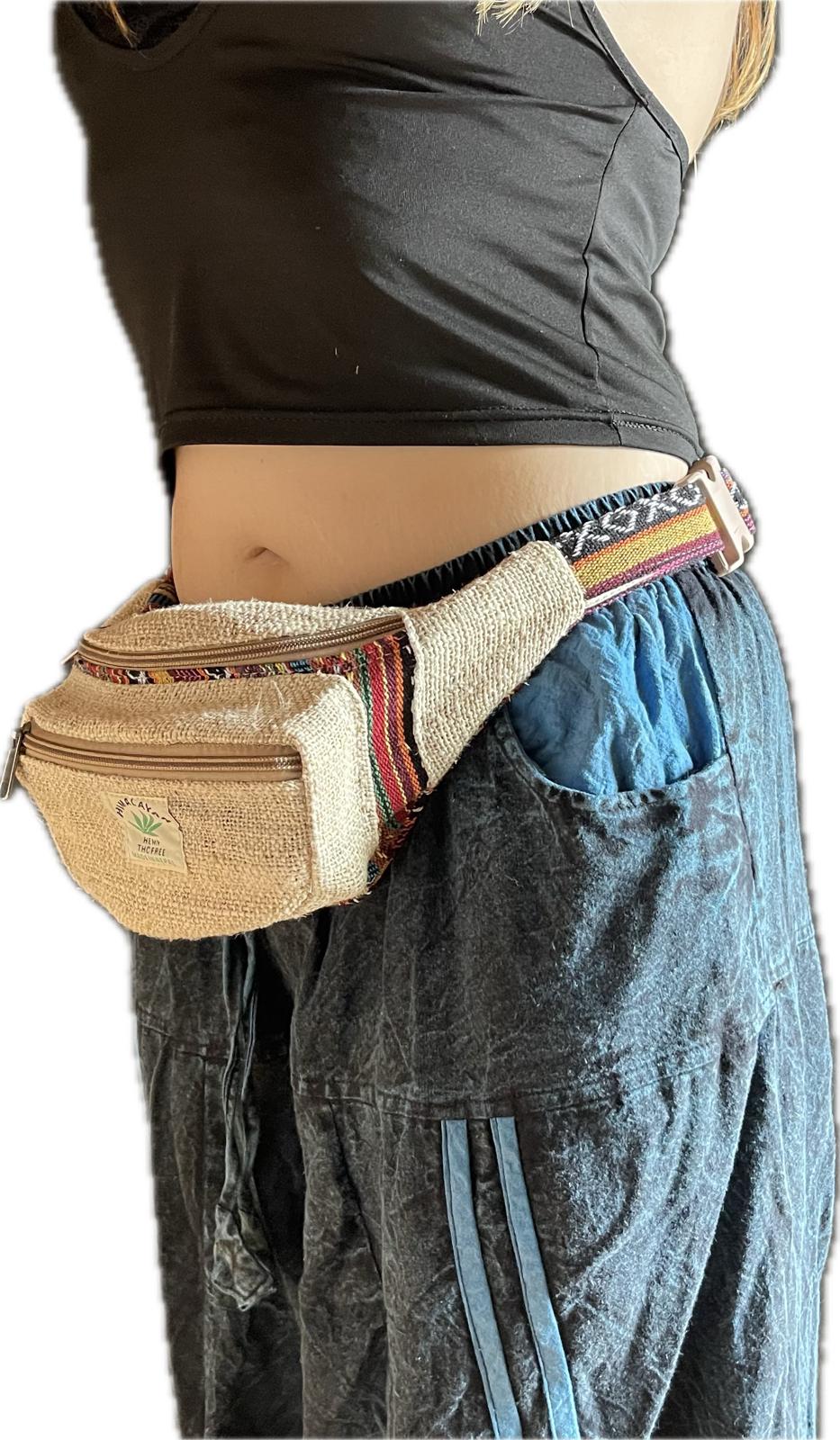 Nutzhanf Bauchtasche mit buntem Muster aus Nepal