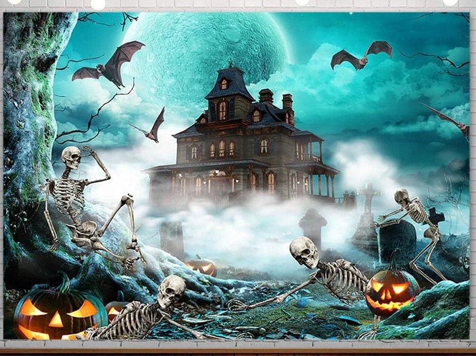 Halloween Wandtuch/Wandteppich: Gruselschloss