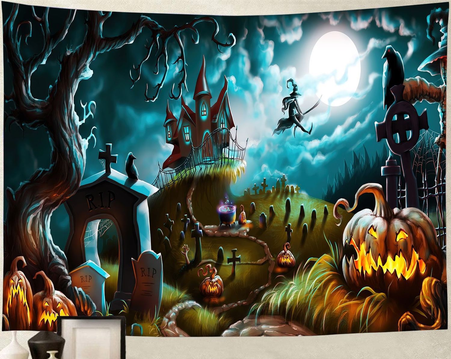 Halloween Wandtuch/Wandteppich: Halloween Yard