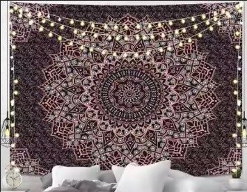 Mandala Wandtuch/Wandteppich: Dunkles Boho Mandala