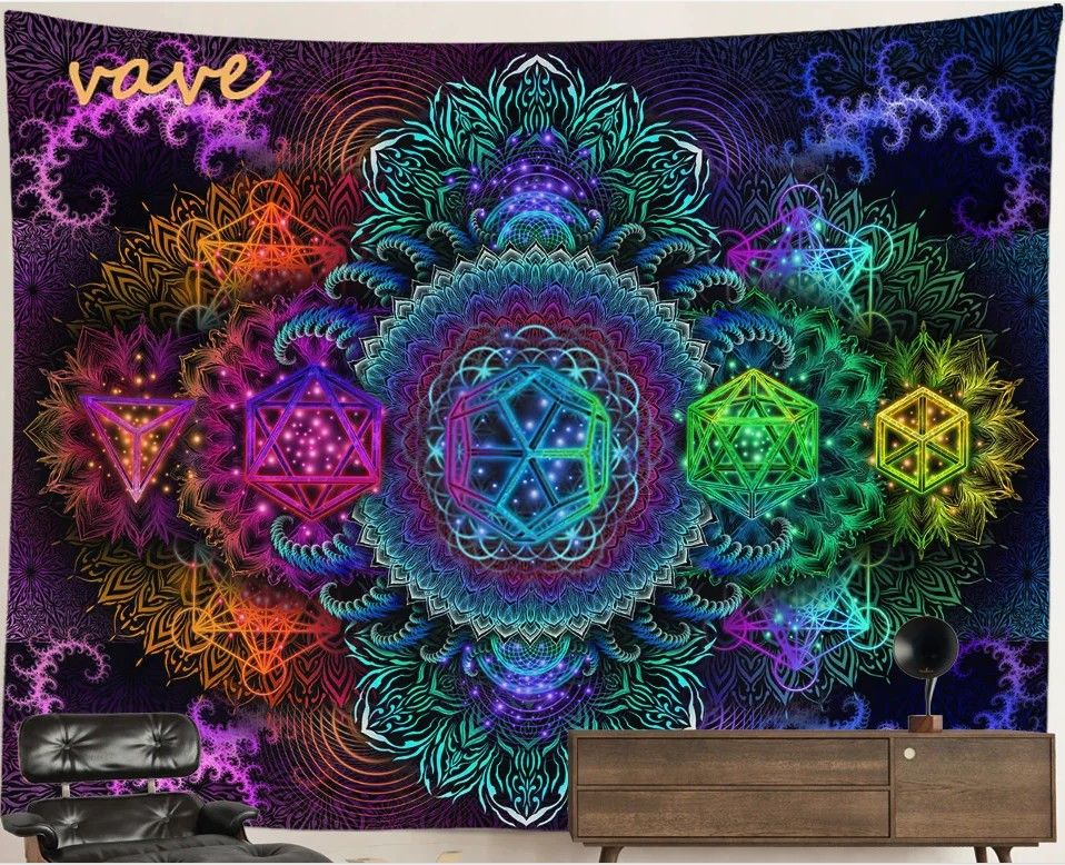 UV- Licht aktives Wandtuch/Wandteppich: Fractal Dream (Schwarzlicht aktiv)