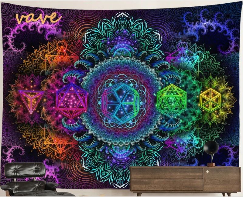 UV- Licht aktives Wandtuch/Wandteppich: Fractal Dream (Schwarzlicht aktiv)