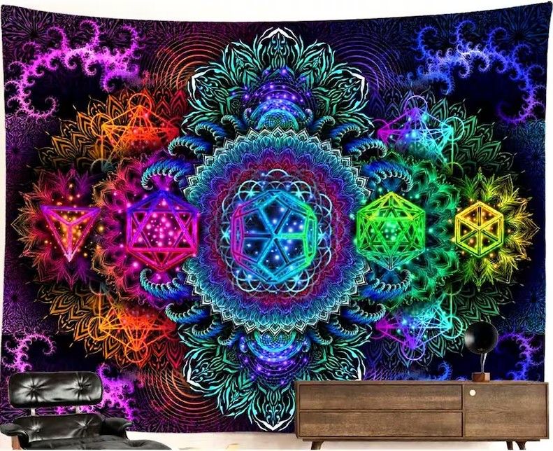 UV-Blacklight Tapestry: Fractal Dream