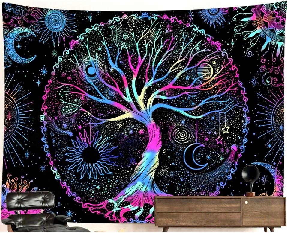 UV- Blacklight Tapestry: Tree of Life