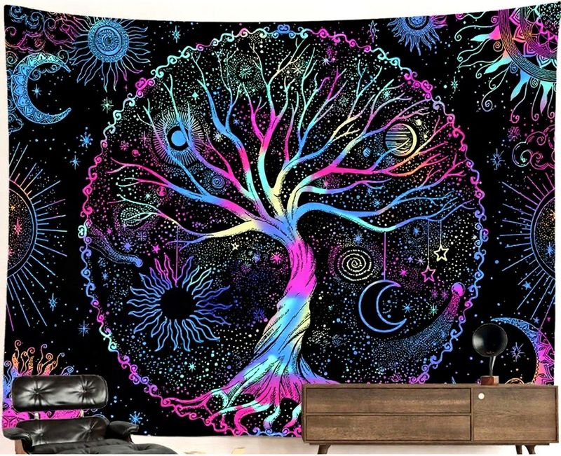 UV- Blacklight Tapestry: Tree of Life