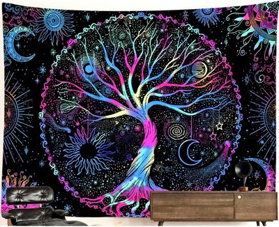 UV- Blacklight Tapestry: Tree of Life