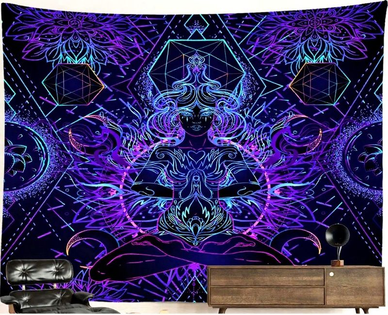 UV-Blacklight Tapestry: Fractal Demon