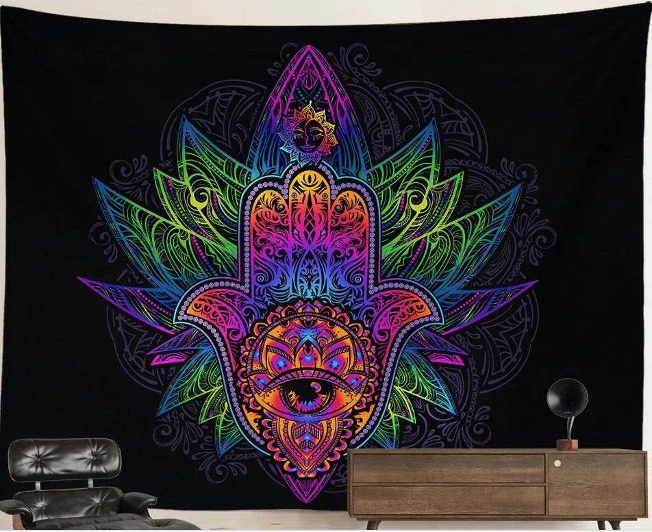UV-Blacklight Tapestry: Spiritual Hand