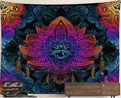 UV-Blacklight Tapestry: Psychedelic Eye Mandala UV-Blacklight Tapestry: Psychedelic Eye Mandala