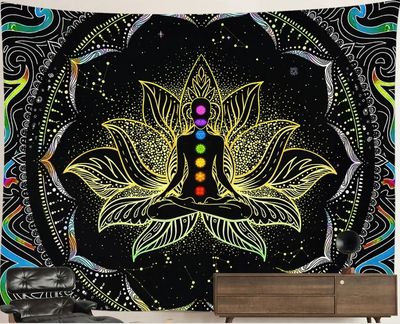 UV-Blacklight Tapestry: Lotus Meditation UV-Blacklight Tapestry: Lotus Meditation