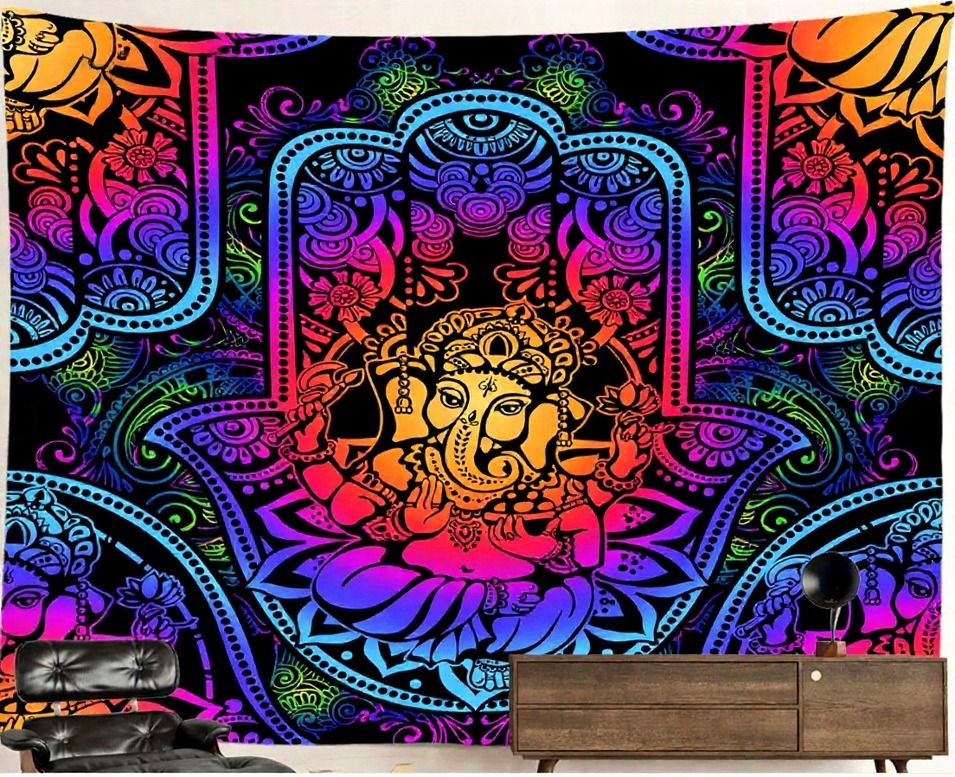 UV-Blacklight Tapestry: Colorful Hand