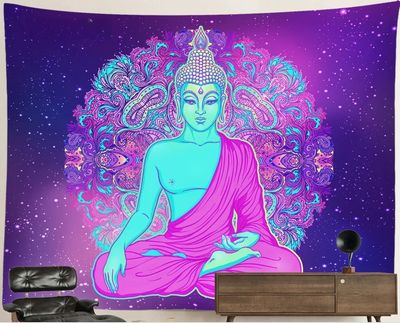 UV-Blacklight Tapestry: Meditating Monk