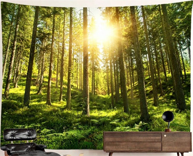 Nature Forest Tapestry: Sunny Woodland Nature Forest Tapestry: Sunny Woodland