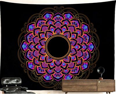 UV-Blacklight Tapestry: Glowing Bloom Mandala