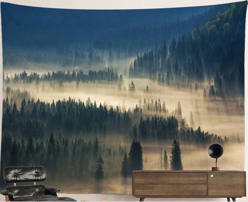 Nature Forest Tapestry: Foggy Valley