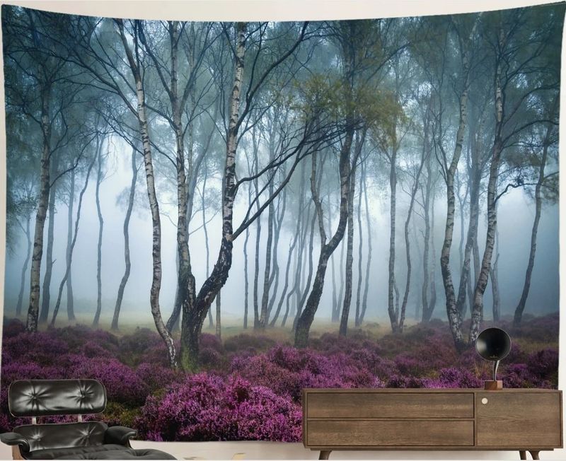Nature Forest Tapestry: Foggy Lavender Forest Nature Forest Tapestry: Foggy Lavender Forest