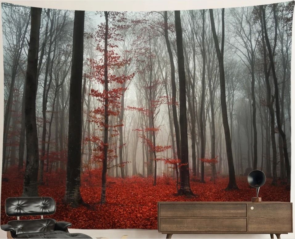 Nature Forest Tapestry: Moody Autumn Woods