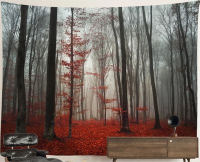 Nature Forest Tapestry: Moody Autumn Woods Nature Forest Tapestry: Moody Autumn Woods