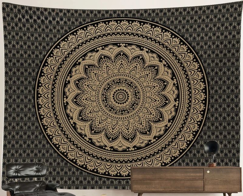 Mandala Tapestry: Brown Blossom