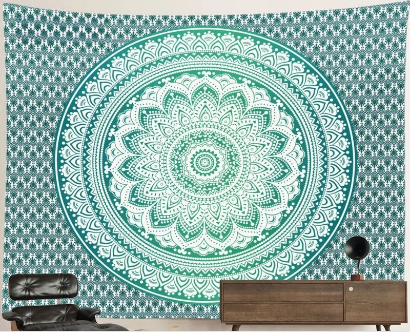 Mandala Tapestry: Turquoise Blossom