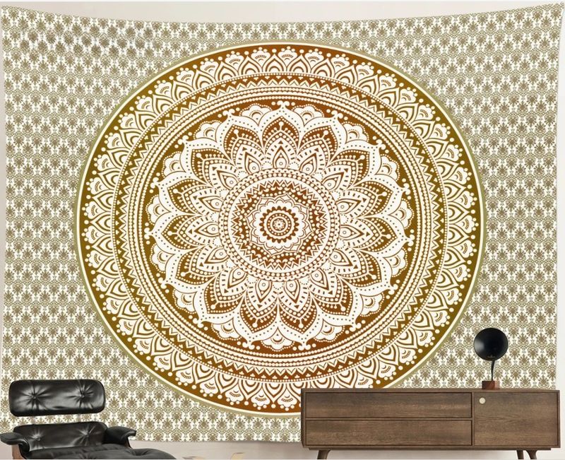 Mandala Tapestry: Golden Blossom