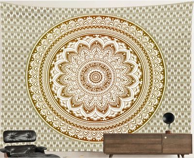 Mandala Tapestry: Golden Blossom