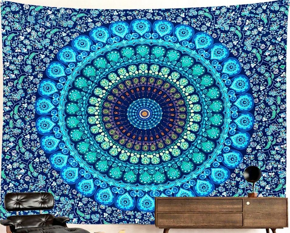 Mandala Tapestry: Sapphire Blue