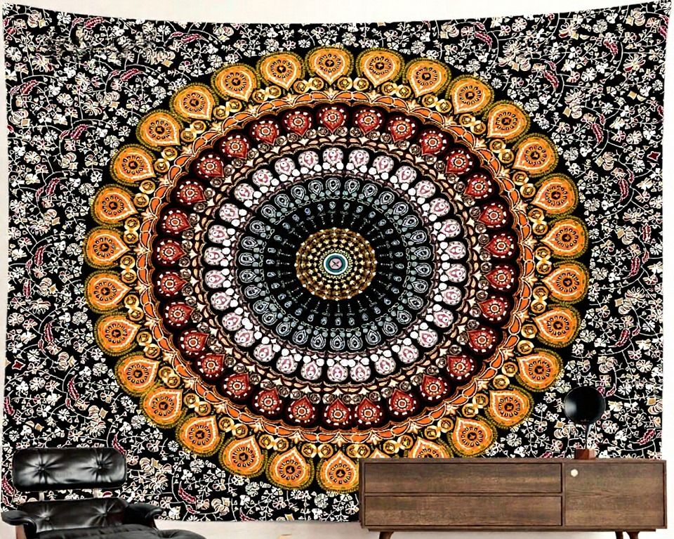 Mandala Tapestry: Soft Orange