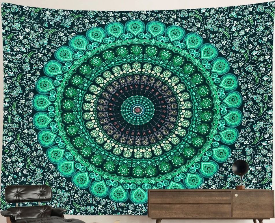 Mandala Tapestry: Smaragd Green